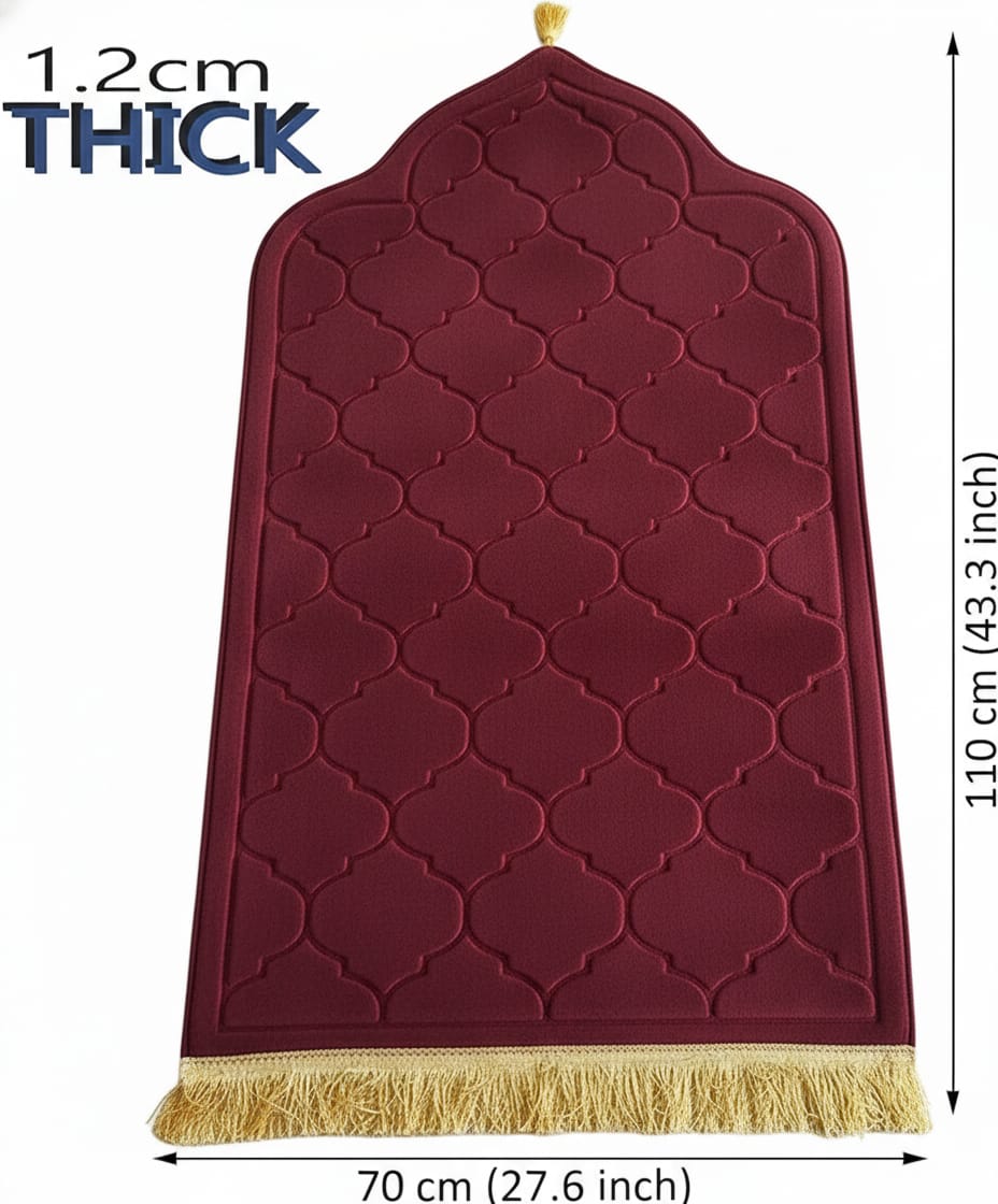 Cloud-Comfort 1.2cm Thick Prayer Mat Velvet Stuff (Maroon)