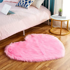 Fluffy Heart Faux Fur Rug – Soft Luxury Bedroom Mat (70 × 80 cm)