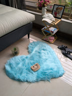 Fluffy Heart Faux Fur Rug – Soft Luxury Bedroom Mat (70 × 80 cm)